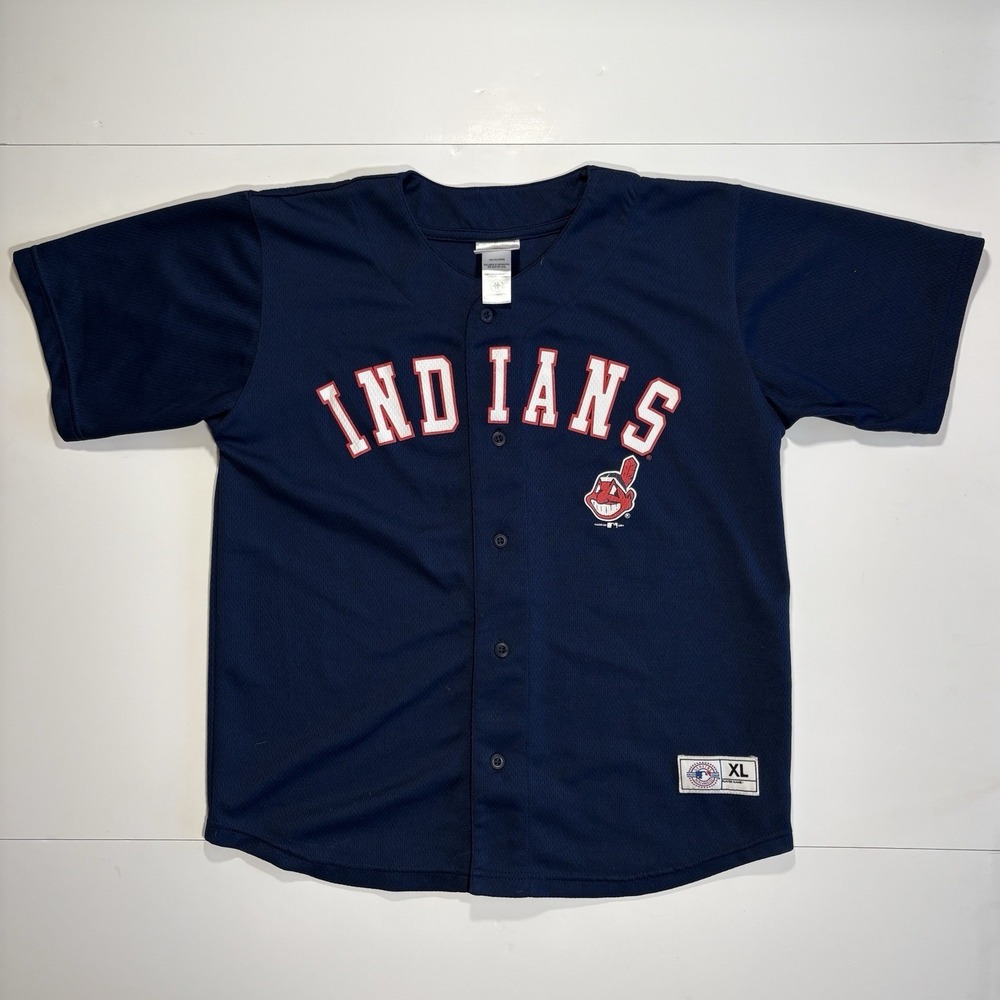 Vintage‎ Cleveland Indians Blue MLB Jersey Youth XL